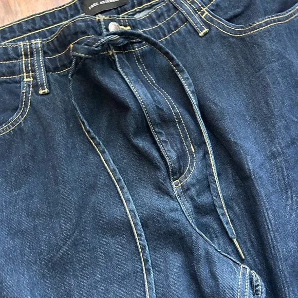 Wide Leg Jeans with Adjustable Tie Waist Loose Fitting  Flowy Comfy - Picture 4 of 12